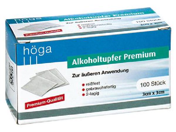  Alkoholtupfer Premium 3x3cm 100 St.  HÖGA